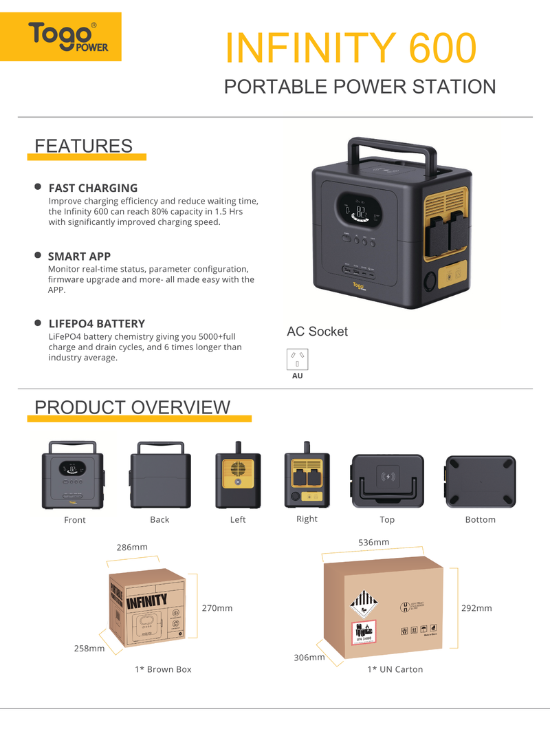 갤러리 뷰어에 이미지 로드, TogoPower INFINITY 600 휴대용 전원소